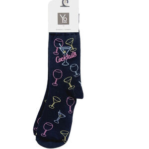 Yo Sox Socks Crew Women Boy Cocktail Martini Wine Glass Alcohol Booze NWT NEW
